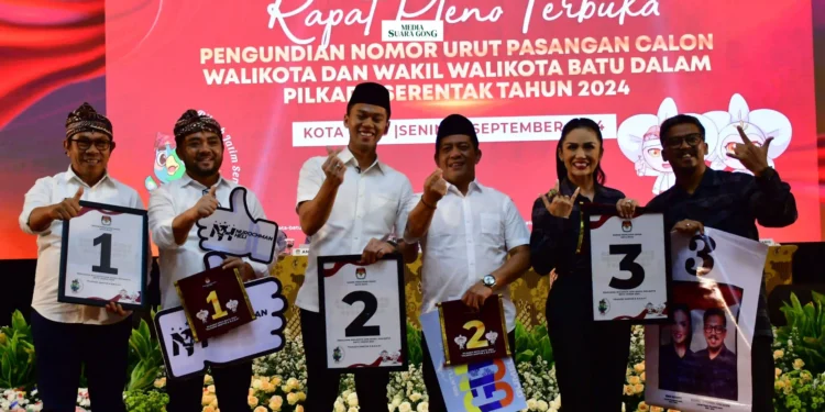 KPU Kota Batu resmi menetapkan Nomor Urut untuk Paslon Wali kota dan wakil wali Kota Batu Dari Hasil pengundian