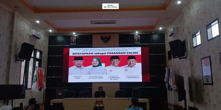 Komunisi Pemilihan Umum (KPU) Kabupaten Malang resmi menetapkan dua Pasangan Calon (Paslon) Bupati dan Wakil Bupati Kabupaten Malang 2024