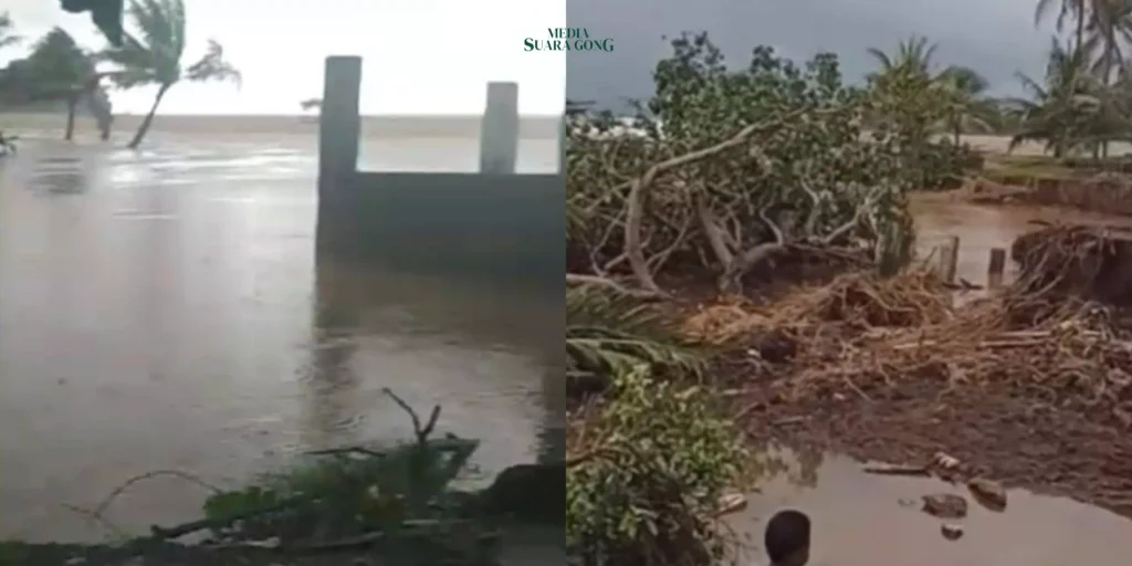 Kondisi Pantai Wonogoro di Desa Tumpakrejo, Kecamatan Gedangan, Kabupaten Malang Usai diterpa Banjir